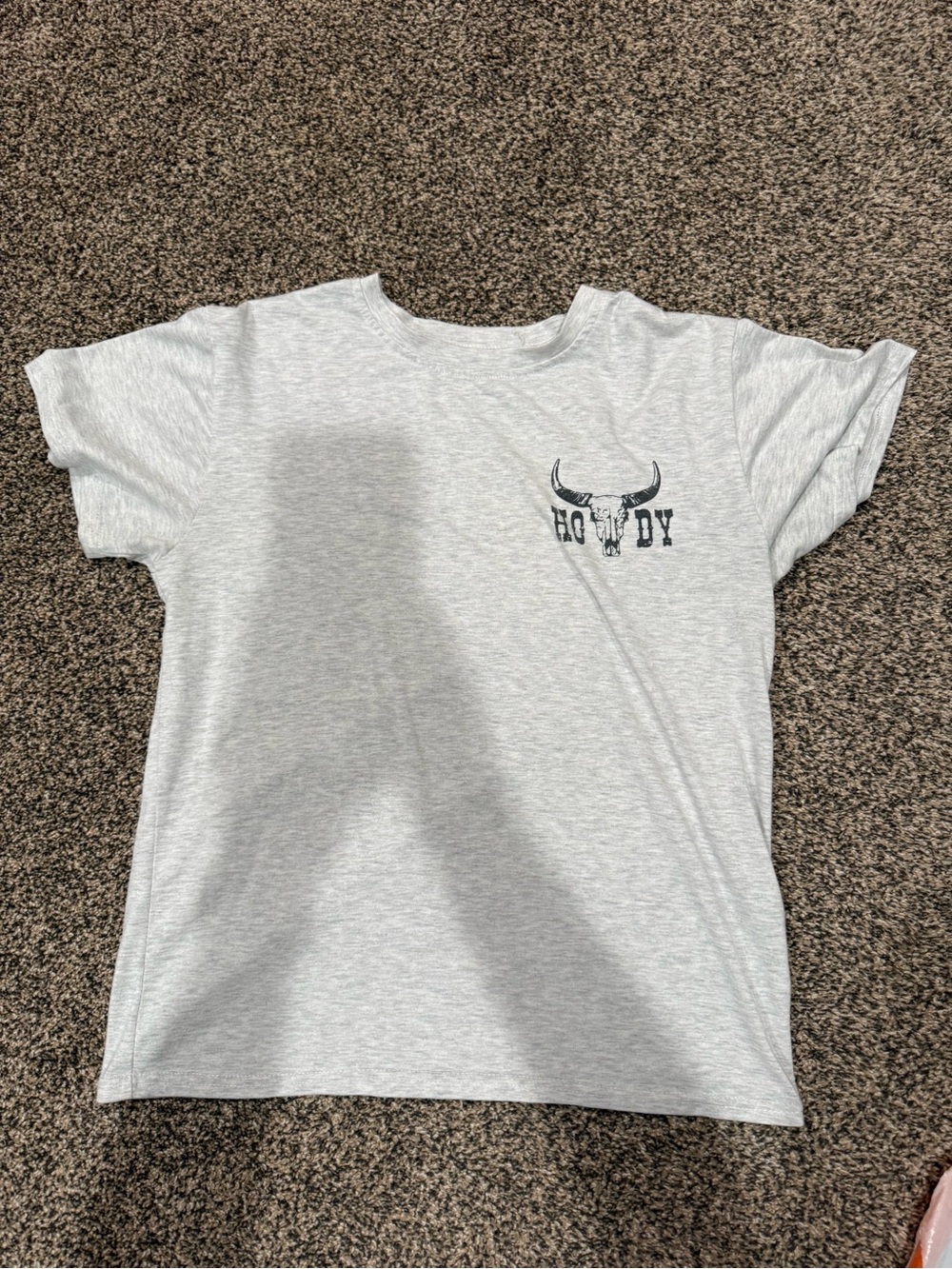 Howdy Bull Skull Graphic Kids T-Shirt - Light Gray